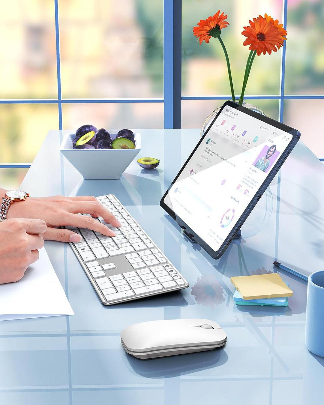 seenda SKM64-3 Bluetooth Tastatur mit Maus, Tastatur Maus Set Kabellos für Windows/Mac/iPad/Android