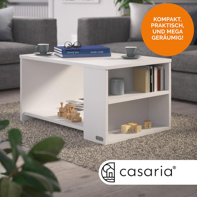 Casaria® Couchtisch mit Ablage 2 Fächer Stauraum 90x59x48cm Kratzfest Holz 50kg Belastbarkeit Gross