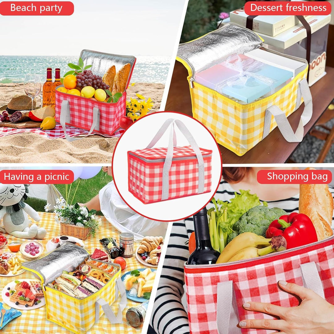 Huakaile Isolierte Picknickkörbe, 35 x 20 x 20 cm, mit Picknickdecke, 180 x 180 cm, tragbare, wasser