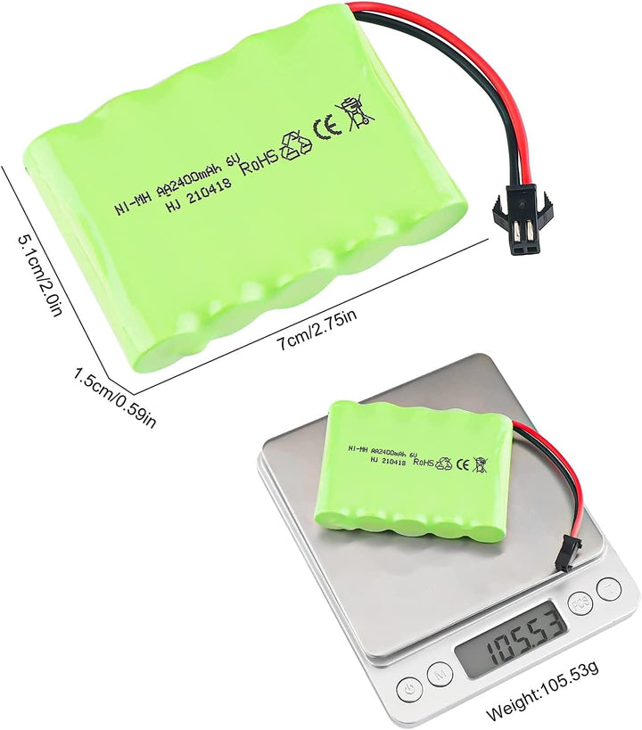 YUNIQUE DEUTSCHLAND 1 Piece NI-Mh 6V 2400mah AA wiederaufladbare Batterie akku sm 2p stecker für Spi