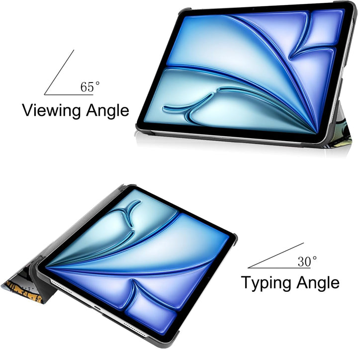 Hülle für iPad Air 13" 2025(M3),Schlank Leicht PU Leder Tasche Schutzhülle Flip Folio Dreifach Ständ