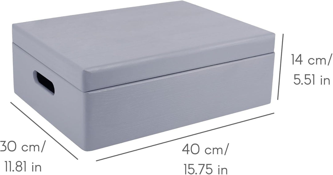 Creative Deco XL Grau Grosse Holzkiste mit Deckel Ostern | 40x30x14 cm (+/-1cm) | Erinnerungsbox Bab