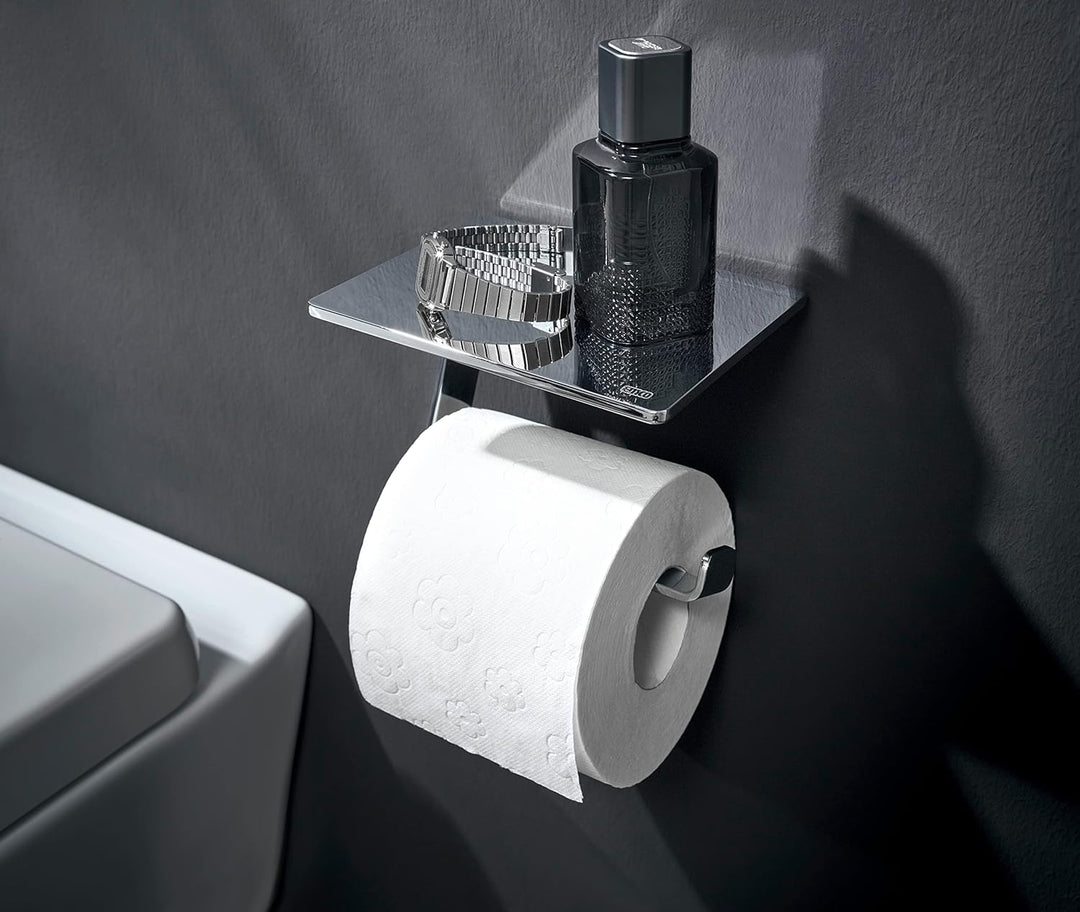 EMCO Loft Papierhalter mit Ablage, moderner Toilettenpapierhalter mit Abstellfläche zur Wandmontage,