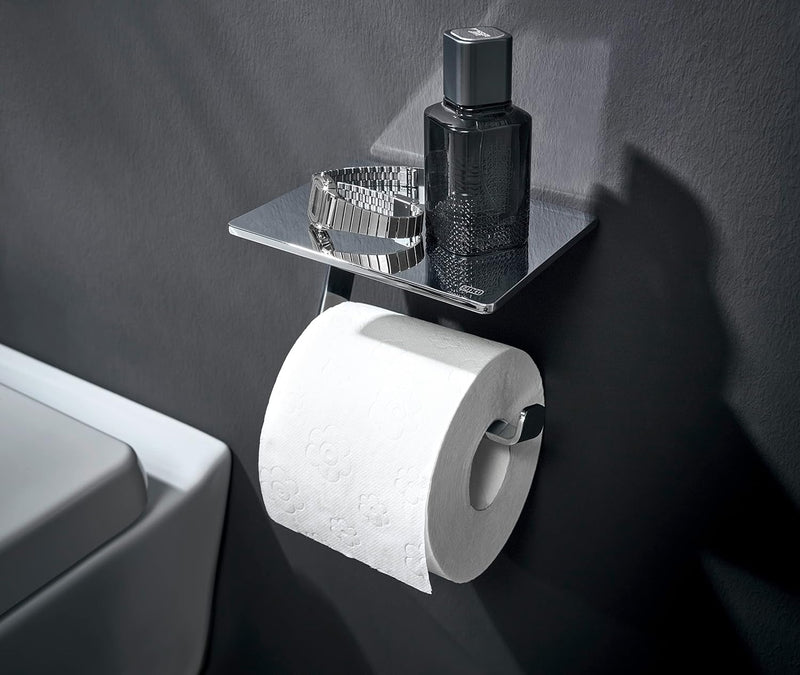 EMCO Loft Papierhalter mit Ablage, moderner Toilettenpapierhalter mit Abstellfläche zur Wandmontage,