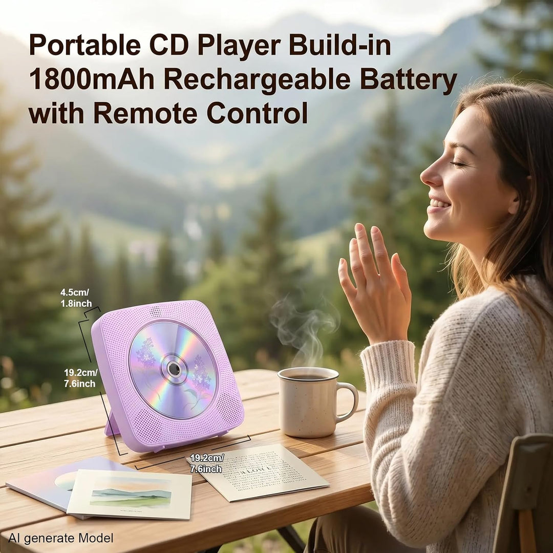 Gueray Desktop CD Player Bluetooth CD-Spieler mit Lautsprechern für Zuhause 1800mAh Tragbarer CD-Pla