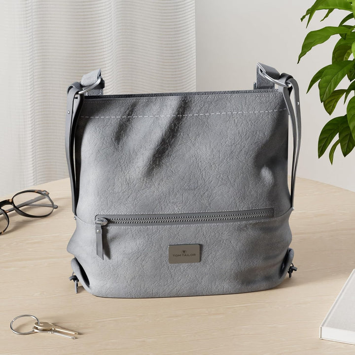 TOM TAILOR bags Elin Damen Umhängetasche Crossbody Bag 28,5 x 9 x 26 Grau, 28,5 x 9 x 26 Grau