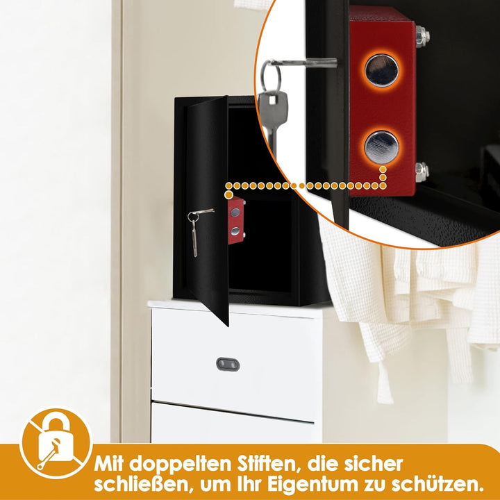 SUBTLETY 35x50x31cm Möbeltresor Abschliessbar Safe Tresor mit Doppelbartschloss und 2 Schlüssel Wand