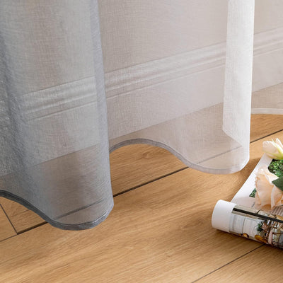 MIULEE 2er Set Voile Vorhang Zweifarbiger Vorhang mit Ösen Transparente Gardine Ösenschal Fenstersch