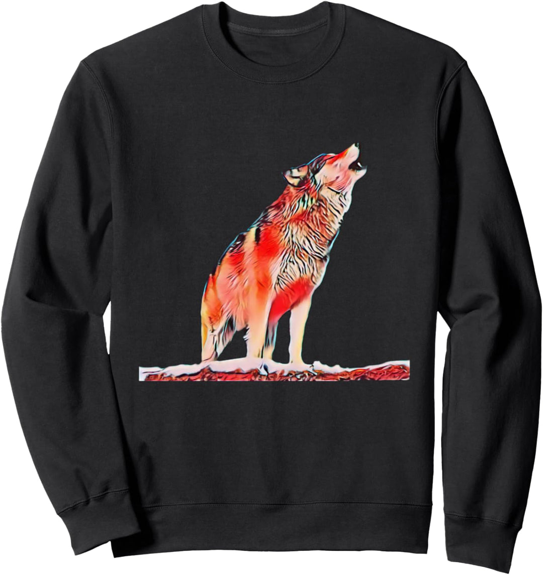 Wolf Vollmond Motiv Wölfe Lupus Rudel Mond Tiere Raubtier Sweatshirt
