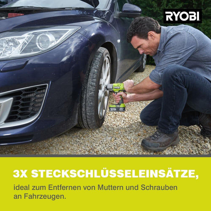 RYOBI 18 V ONE+ Akku-Schlagschrauber R18IW3-120S3 (max. Drehmoment 400 Nm, 1/2 Zoll Vierkant-Aufnahm