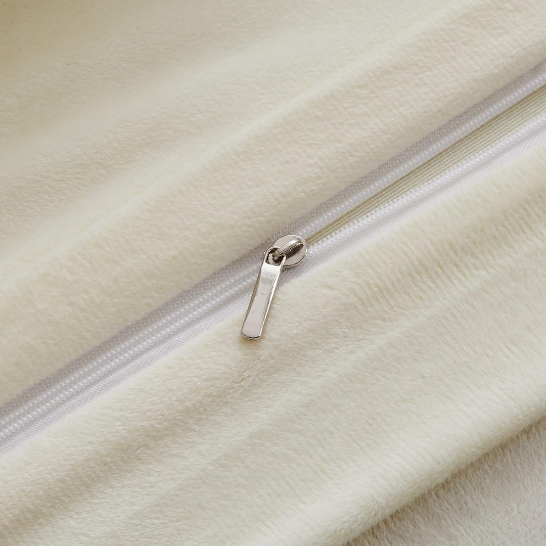 Luofanfei Winter Bettwäsche Flauschig 155x220 Plüsch Warme Bettbezug Set Beige Creme Fleece Flanell