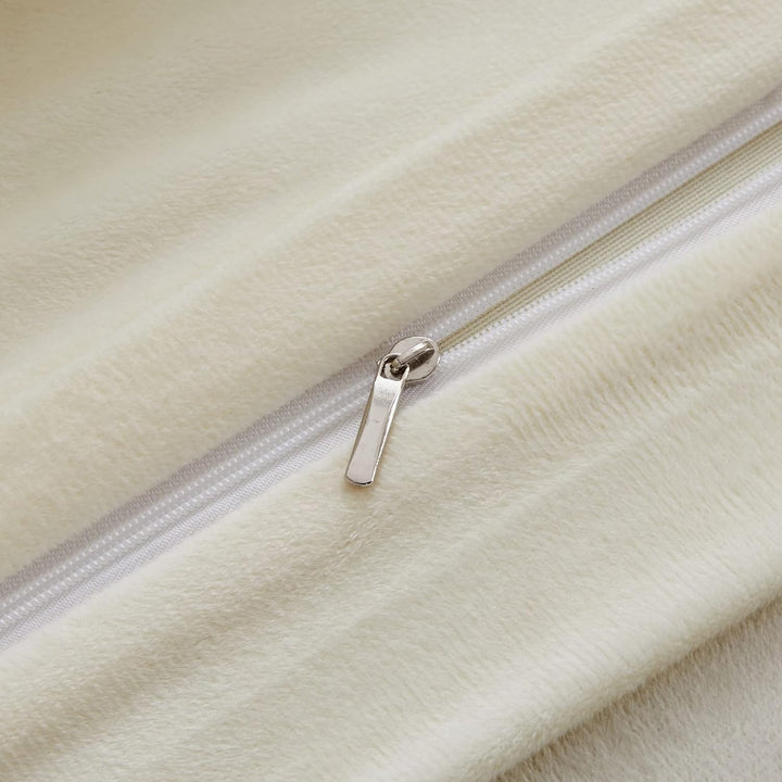 Luofanfei Winter Bettwäsche Flauschig 155x220 Plüsch Warme Bettbezug Set Beige Creme Fleece Flanell