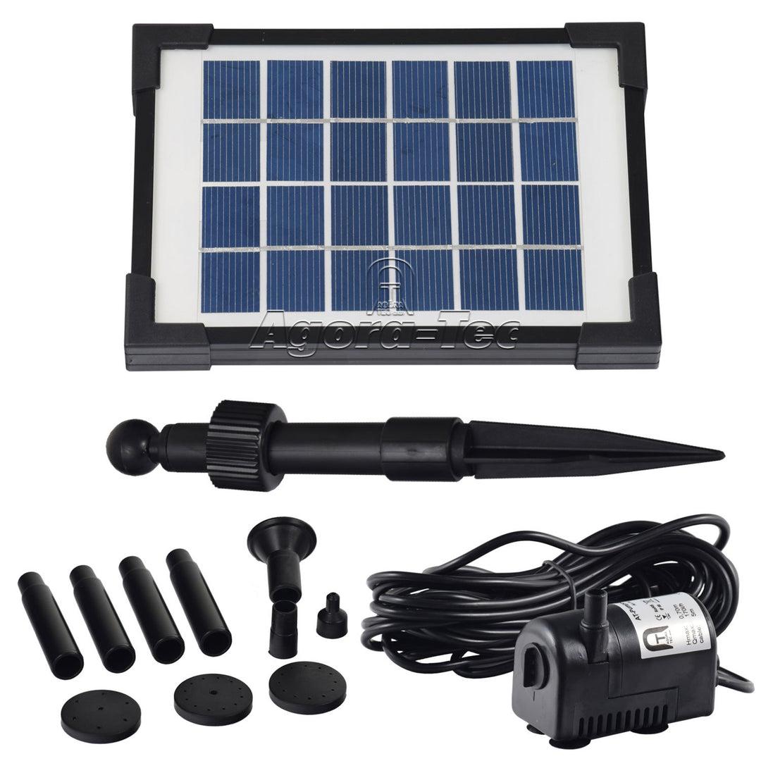 Agora-Tec® AT-2W Solar Teichpumpe 2 Watt Hmax.: 170l/h Fontainenhöhe: 0,65m für Gartenteich oder Spr