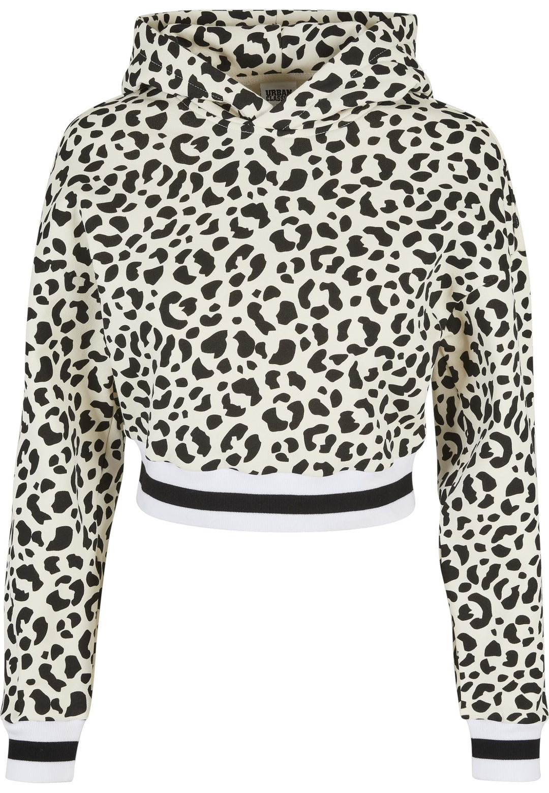 Urban Classics Damen Ladies Short AOP College Hoody Kapuzenpullover XL Whitesandleo, XL Whitesandleo
