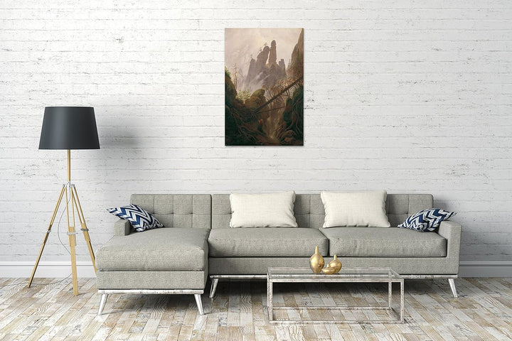 Printed Paintings Leinwand (60x80cm): Caspar David Friedrich - Felsenlandschaft im Elbsandsteinge 60