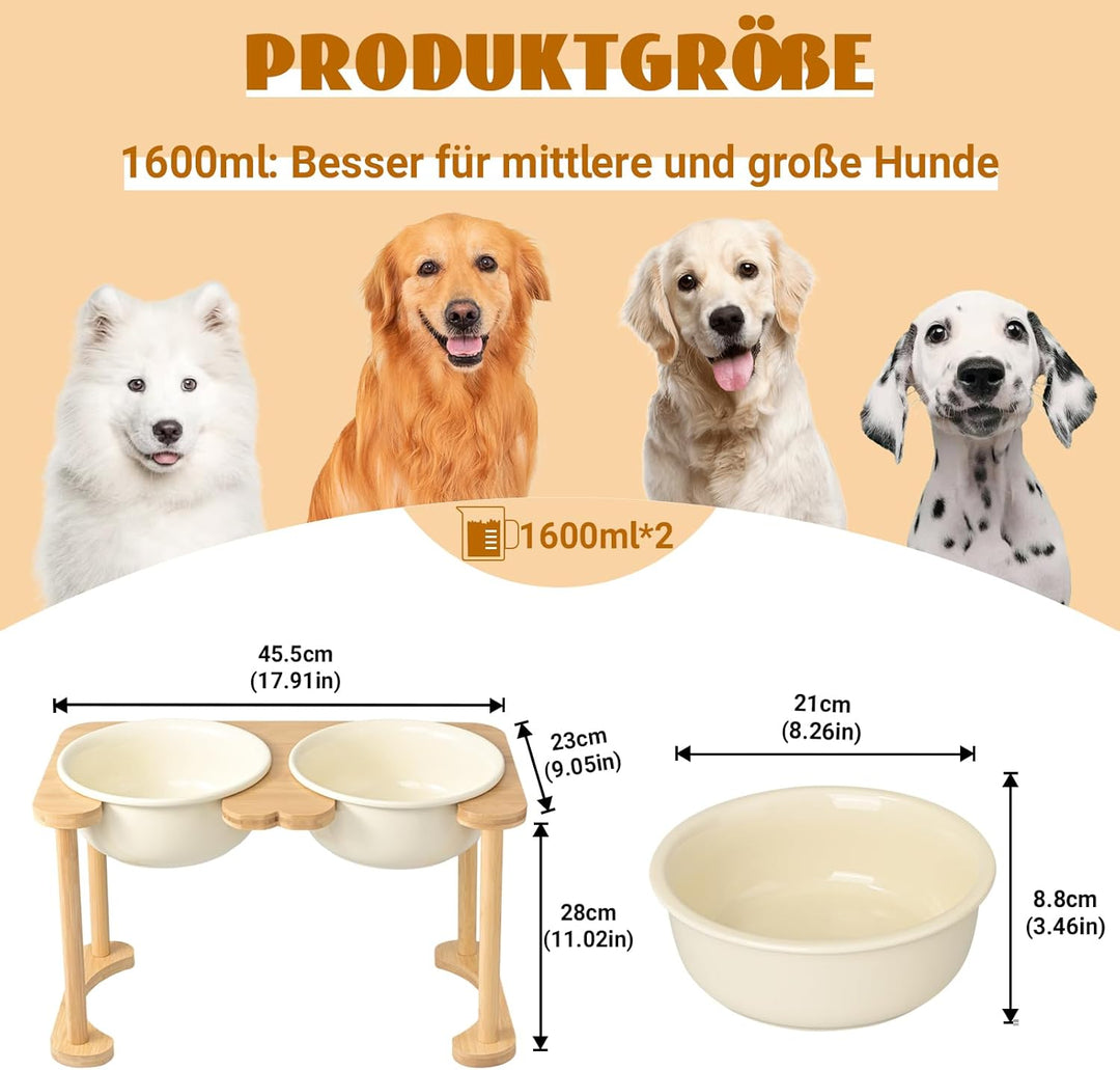 SPUNKYJUNKY Futterstation Hund Erhöht Hundenapf Keramik Erhöhter Futternapf für Hunde und Katzen (16