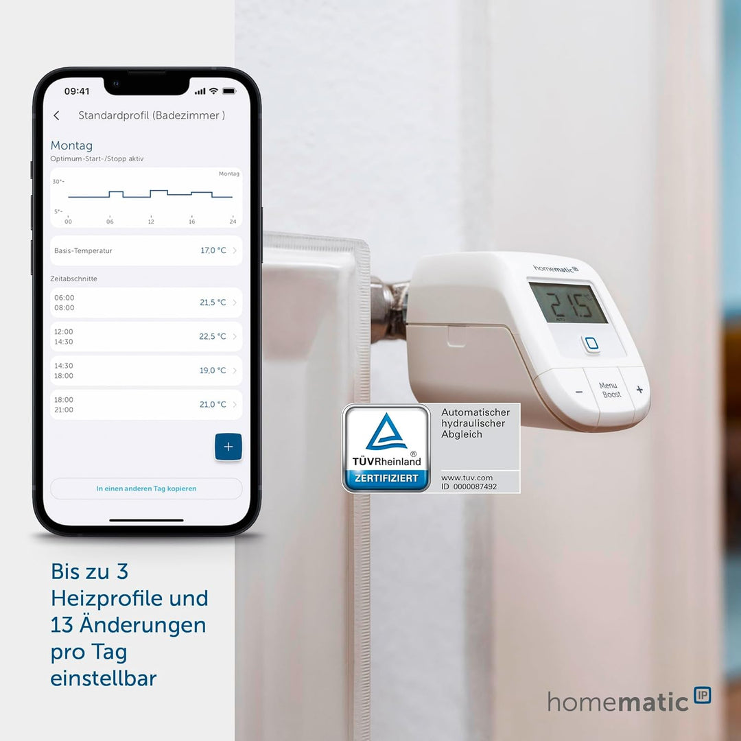 Homematic IP Smart Home Starter Set Heizen – Basic, Digitale Steuerung für Heizung mit oder ohne App