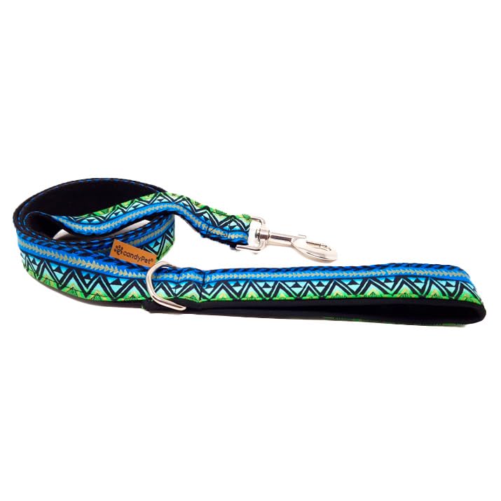 Hundeleine - 120 cm aus Baumwolle mit gepolstertem Softshell-Griff, Blue Kenia Blue Kenia Largo/Leng
