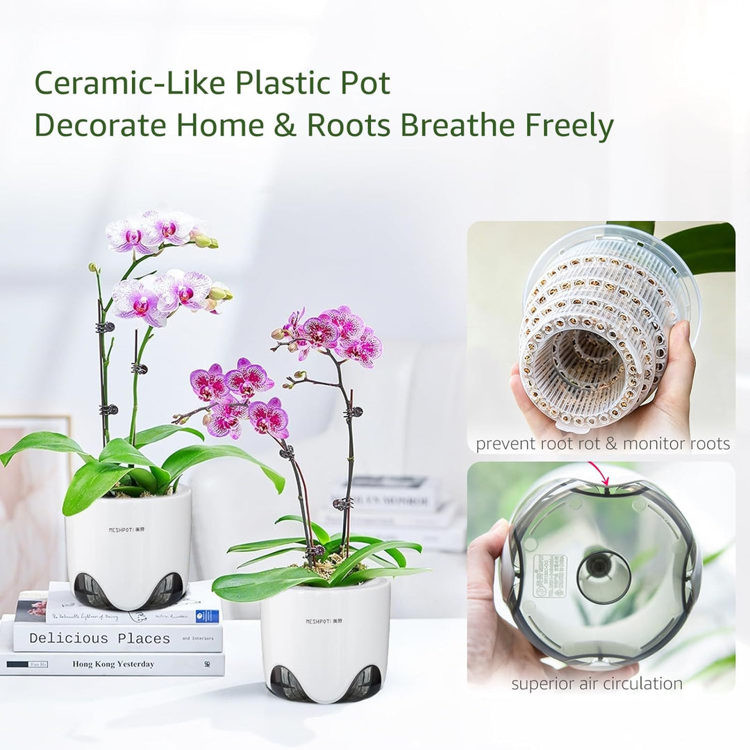 Meshpot Orchideentöpfe mit Löchern zum Umtopfen, 12,7 cm, 2 Stück, doppellagiger Kunststoff-Imitat,