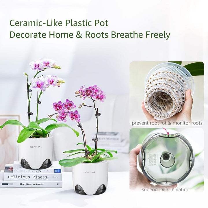 Meshpot Orchideentöpfe mit Löchern zum Umtopfen, 12,7 cm, 2 Stück, doppellagiger Kunststoff-Imitat,
