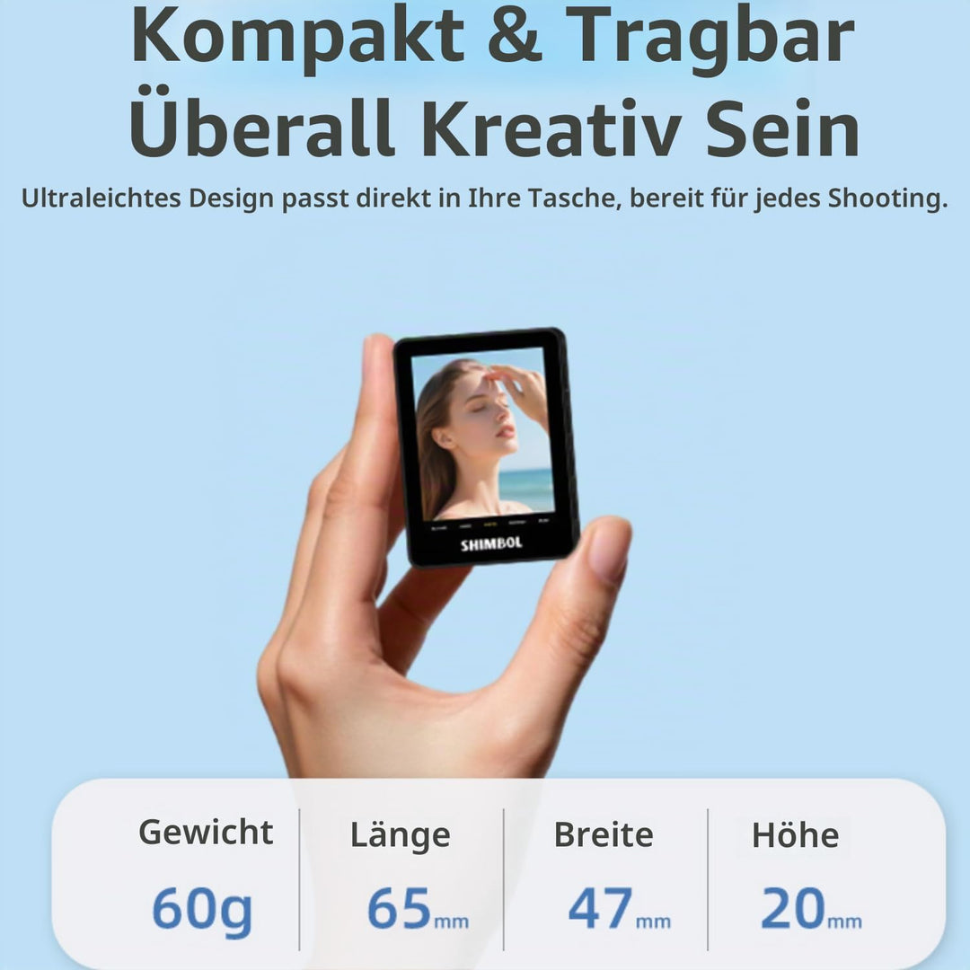 SHIMBOL CP5 Mini 2 Selfie Monitor Screen – Externes Display für Smartphone Rückkamera, 2.4" Vlog Scr