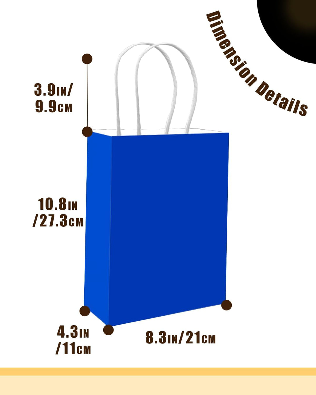 Gcardist 50 Stück Diamantblau Mittlere-Geschenktüten aus Papier mit Henkeln–10.6"×8.3"×4.3"-Tüten Pa