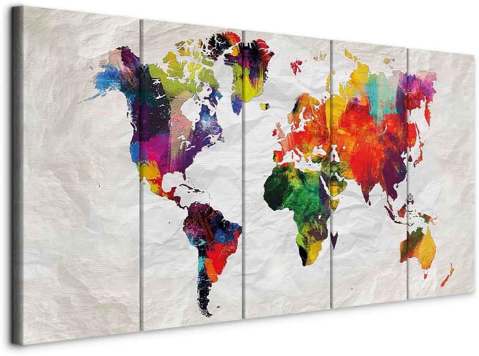 murando - Bilder Weltkarte 200x80 cm Vlies Leinwandbild 5 Teilig Kunstdruck modern Wandbilder XXL Wa