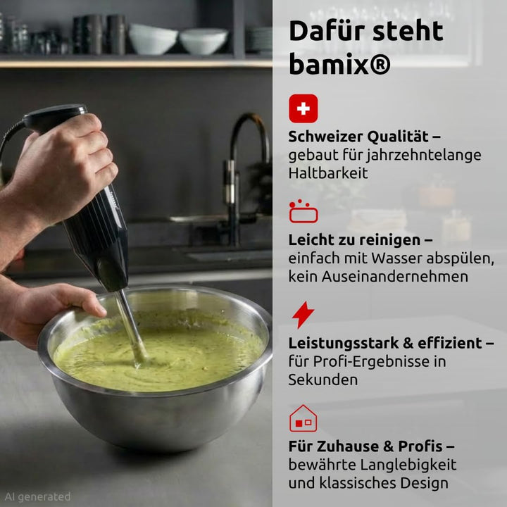 bamix Stabmixer Set M160 ONE inkl. Multifunktionsmesser aus Edelstahl, 160 Watt, 2-Stufen, Made in S