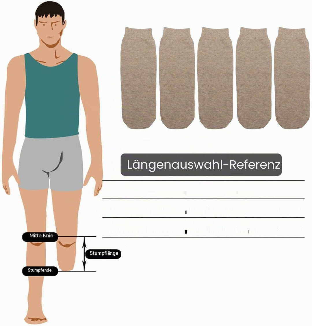 5 Stück Stumpfsocken Verdickte Amputierte Socken Atmungsaktive Baumwolle Prothetische Gliedmassensoc