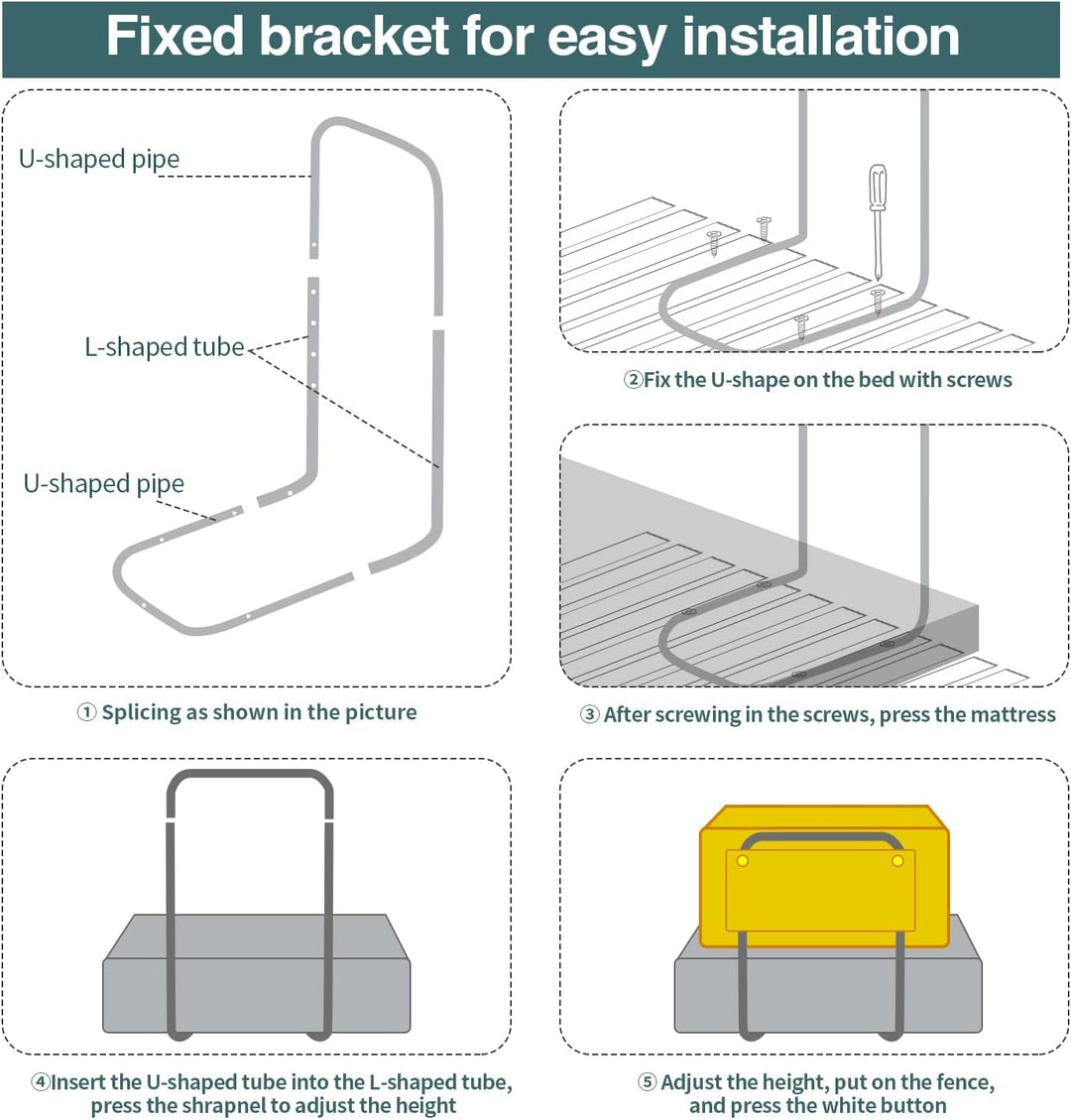 3 Stück Bettgitter Rausfallschutz für Kinder 60 * 28cm, Bettschutzgitter 5-Loch Höhenverstellbar, Ki