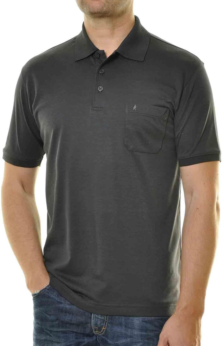 RAGMAN Herren Softknit-Polo mit Brusttasche, Kurzarm S Anthrazit-019, S Anthrazit-019