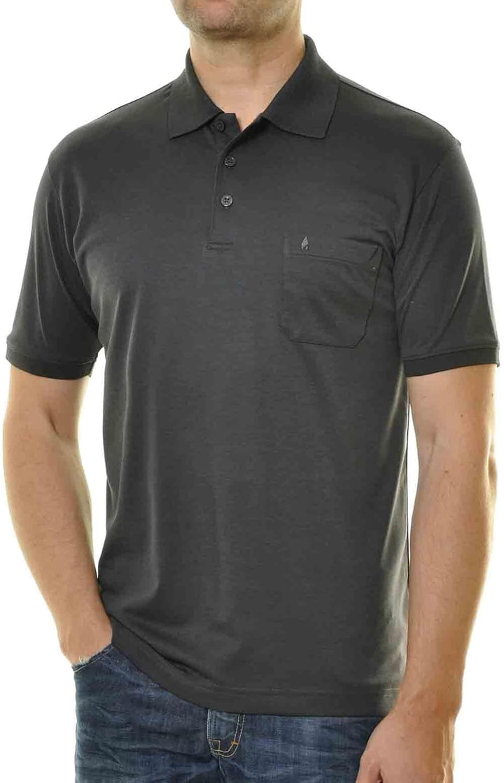 RAGMAN Herren Softknit-Polo mit Brusttasche, Kurzarm M Anthrazit-019, M Anthrazit-019