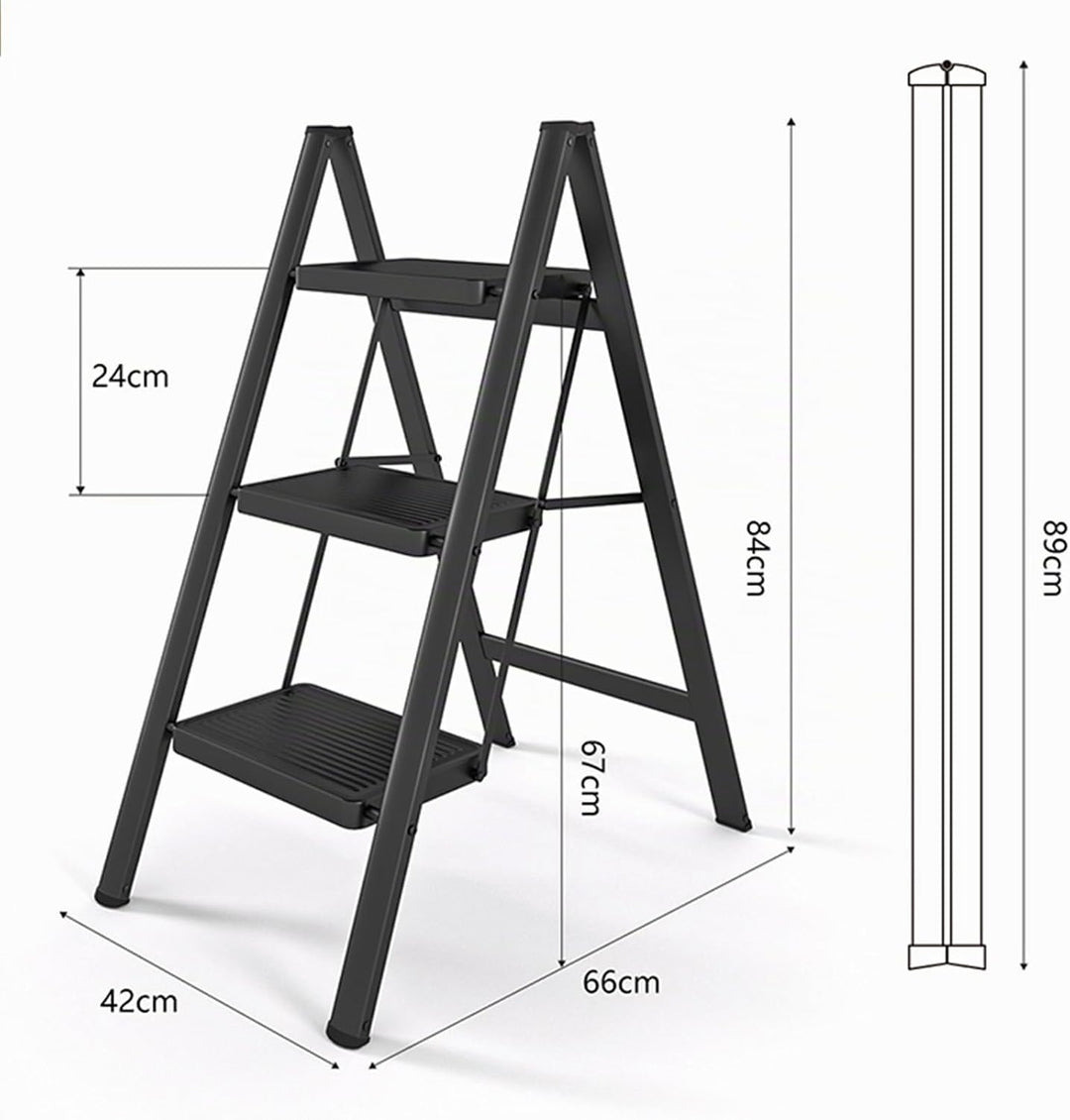 Trittleiter 3 Stufen Klappbar, stufenleiter,Leiter mit breitem Anti-Rutsch-Pedal, Tritthocker mit 15
