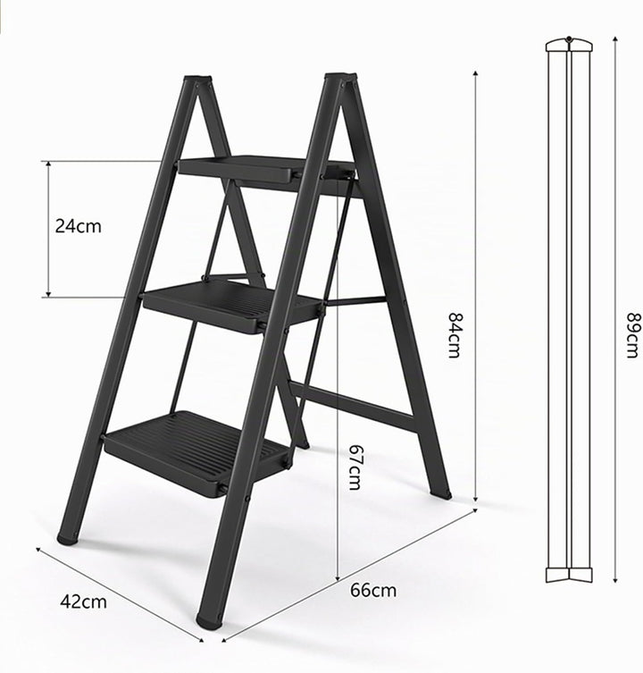 Trittleiter 3 Stufen Klappbar, stufenleiter,Leiter mit breitem Anti-Rutsch-Pedal, Tritthocker mit 15