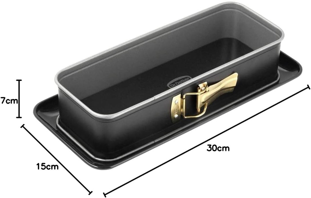 Dr. Oetker Rechteckige Springform mit Servierboden 30 x 12 cm Back-Idee – Eckige Backform mit schnit