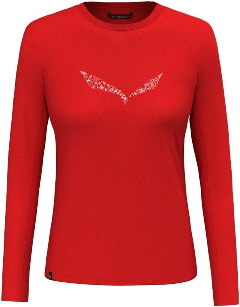 Salewa Damen Solidlogo Dry Longsleeve Tee Women T-Shirt XS Flame, XS Flame