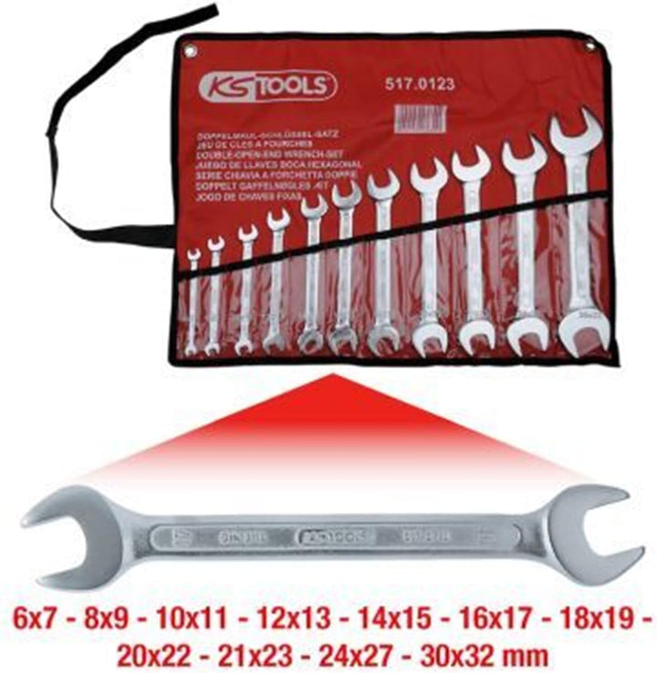 KS Tools 517.0123 CLASSIC Doppel-Maulschlüssel-Satz, 11-tlg., 6x7-30x32mm