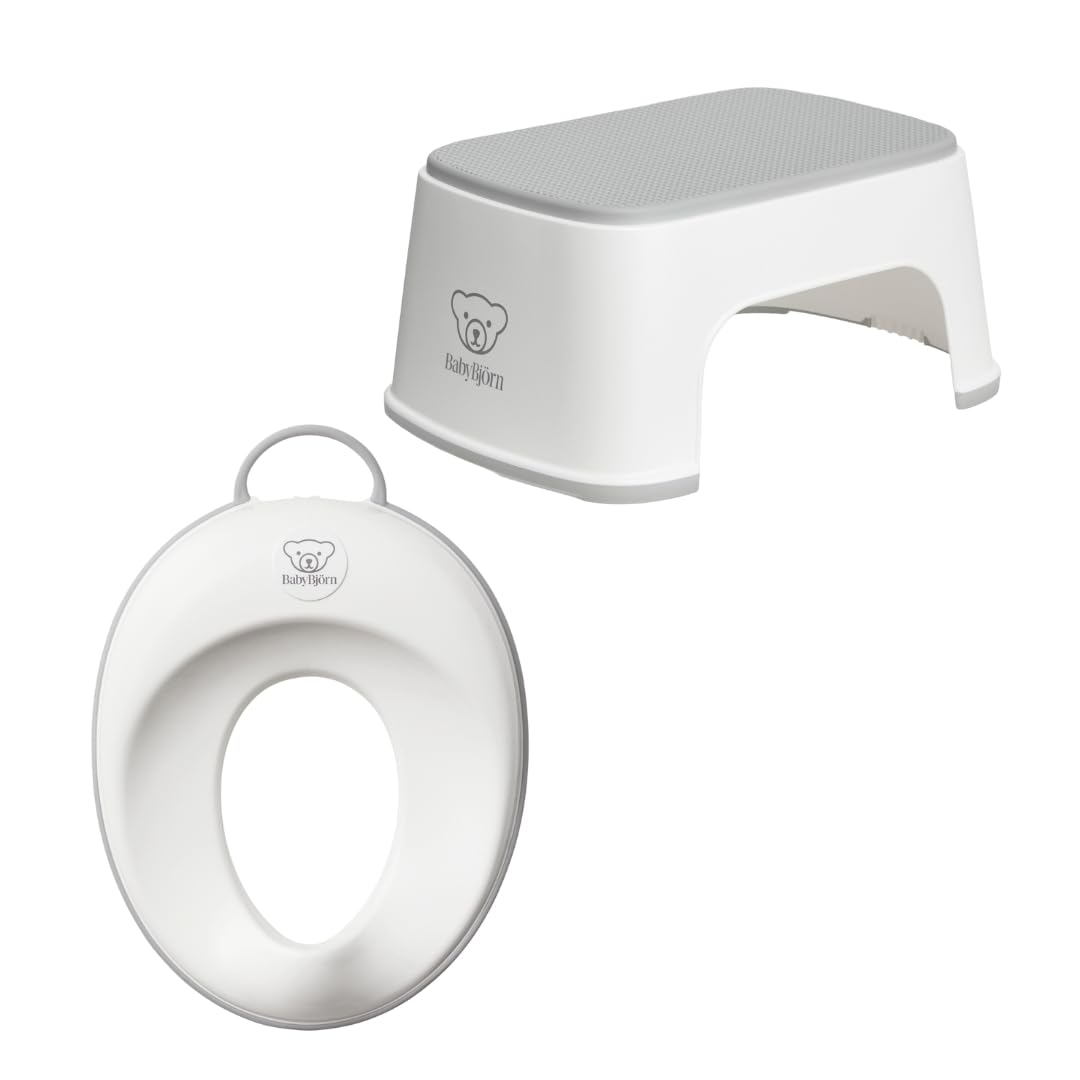 Babybjörn Toilettensitz, Weiss/Grau + Tritthocker, Weiss/Grau Toilettensitz + Tritthocker Weiss/Grau