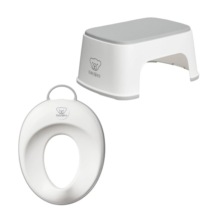 Babybjörn Toilettensitz, Weiss/Grau + Tritthocker, Weiss/Grau Toilettensitz + Tritthocker Weiss/Grau