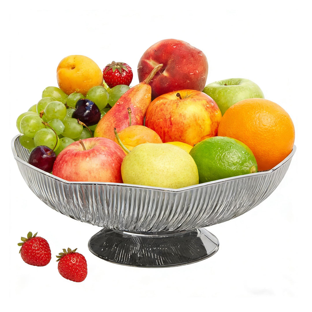 2 Stück Süssigkeiten Obstschale modern Dekoschale mit Fuss Obst Gemüse Aufbewahrung Küche Grau, Grau