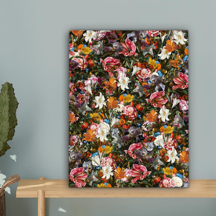 MuchoWow Leinwand Bilder, Einzigartige Wanddeko mit Rahmen, Blumen - Schmetterling - Design - Kunst