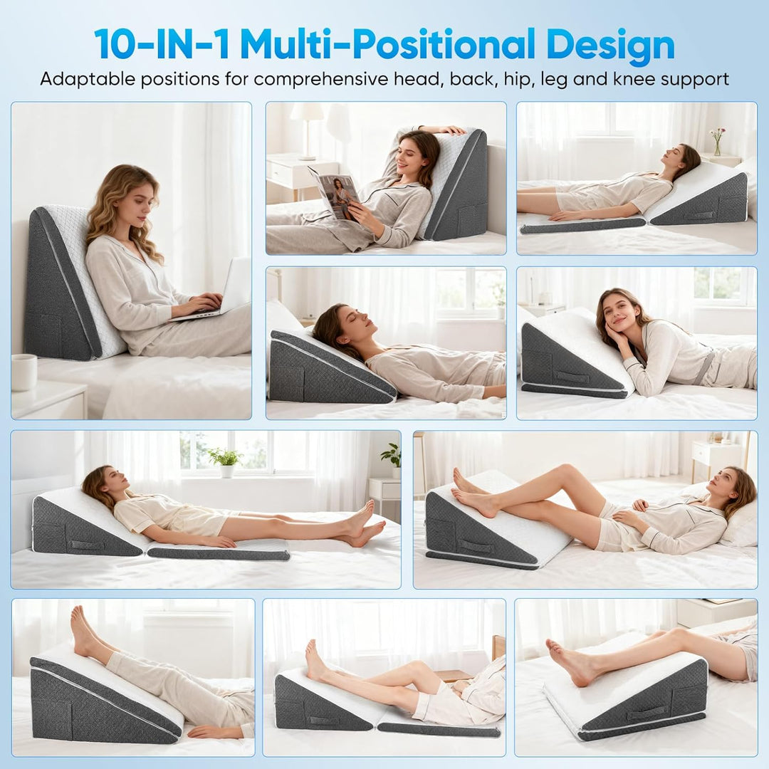 Keilkissen für Bett und Sofa, L50xB50xH26 Doppelte Lesekissen mit Waschbarem Bezug, Memory Schaum, b