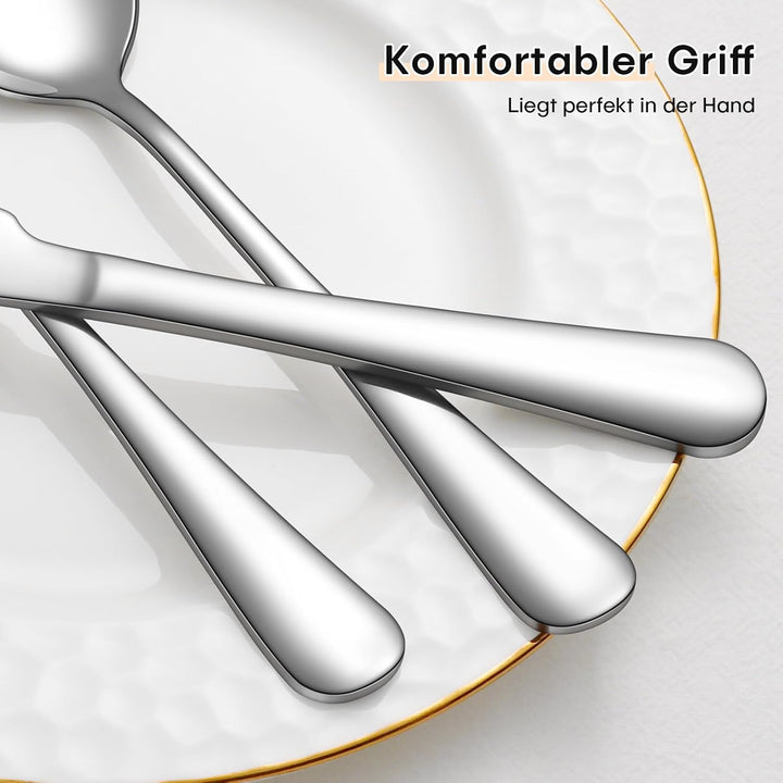 Besteck Set 6 Personen, 30 Teilig Essbesteck Set mit Messer Gabel Löffel, Besteckset Edelstahl Spieg