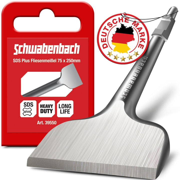 SCHWABENBACH ® SDS HEX Meissel 75 x 410mm - Ideal zum Abtragen von Beton &amp; Mauerwerk - SDS Sechskant