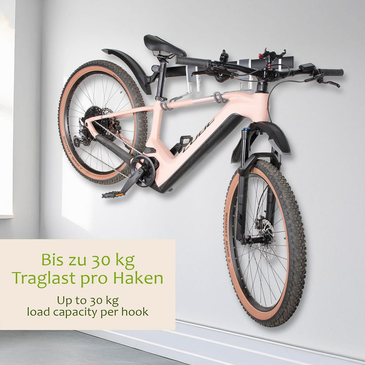 ONVAYA® Fahrrad-Wandhalterung | Horizontale Halterung für ein Fahrrad | Mit Klick-System | Haken für