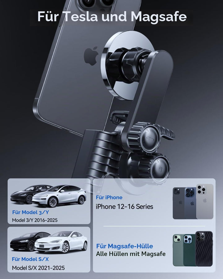 Handyhalterung für Tesla Model 3 Model Y Model S Model X, MagSafe Handyhalter Auto Magnet für iPhone