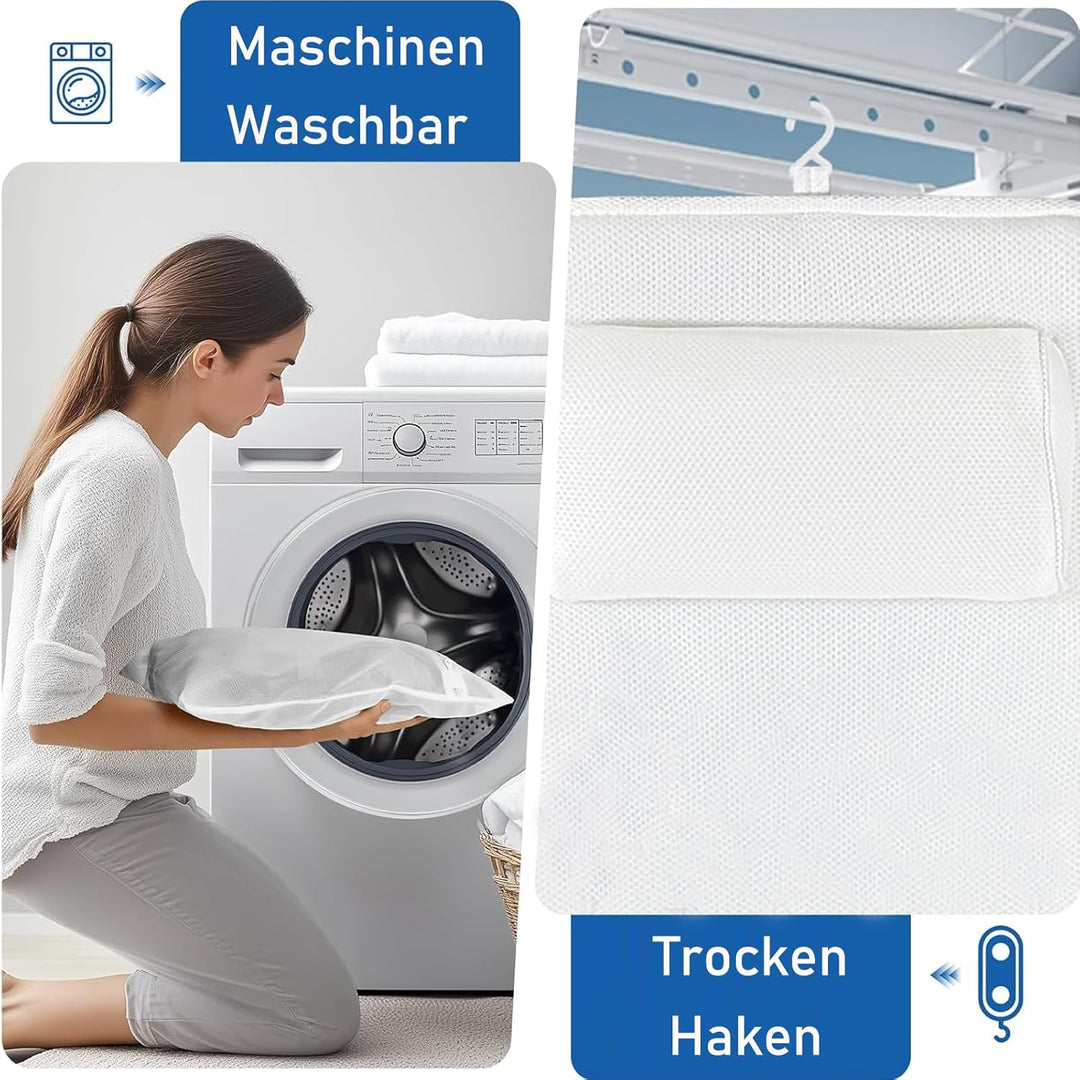 Badewannenkissen Ganzkörper, 142x45cm Badewannenmatte mit Kopfstütze und Lendenwirbelstütze, schnell