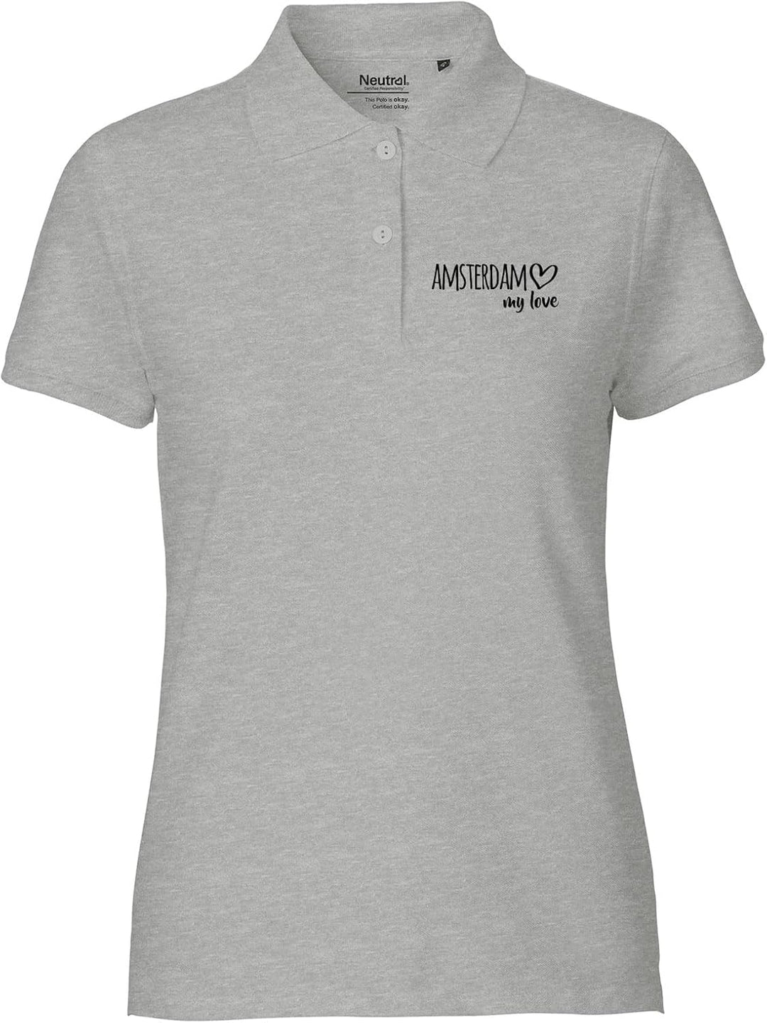 Huuraa Damen Polo Shirt Amsterdam My Love Bio Baumwolle Fairtrade Oberteil Grösse XS-XXL für alle Fa
