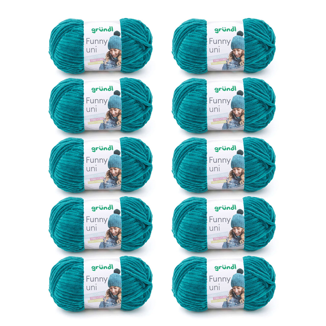 Gründl Funny uni Strick- &amp; Häkelgarn (samtartiges Chenille-Garn aus 100 % Polyester, 100 g / 120 m,