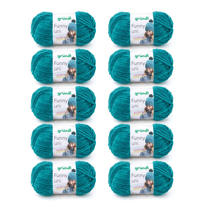 Gründl Funny uni Strick- &amp; Häkelgarn (samtartiges Chenille-Garn aus 100 % Polyester, 100 g / 120 m,